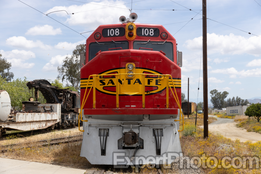 Nice photo of Santa Fe 108 Southern California Railway Museum.