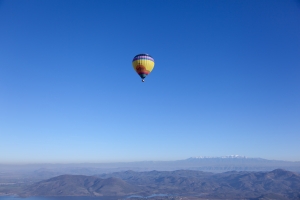 Nice photo of Hot Air Balloon Over Lake Skinner