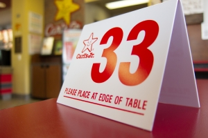 Nice photo of Carls Jr Table Number