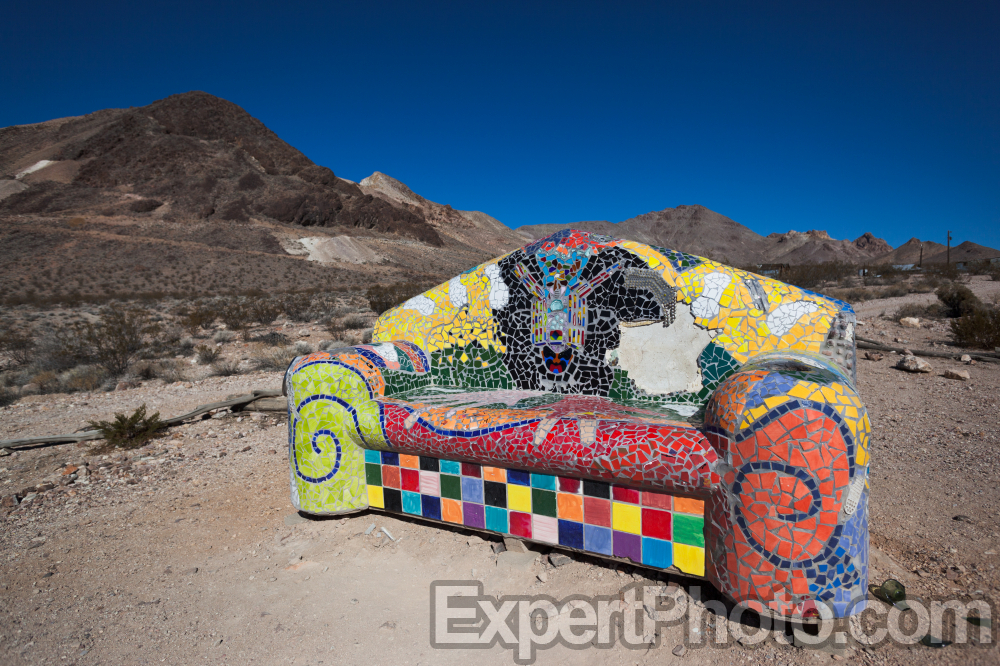 Nice photo of Mosaic Couch Goldwell Open Air Museum in Rhyolite